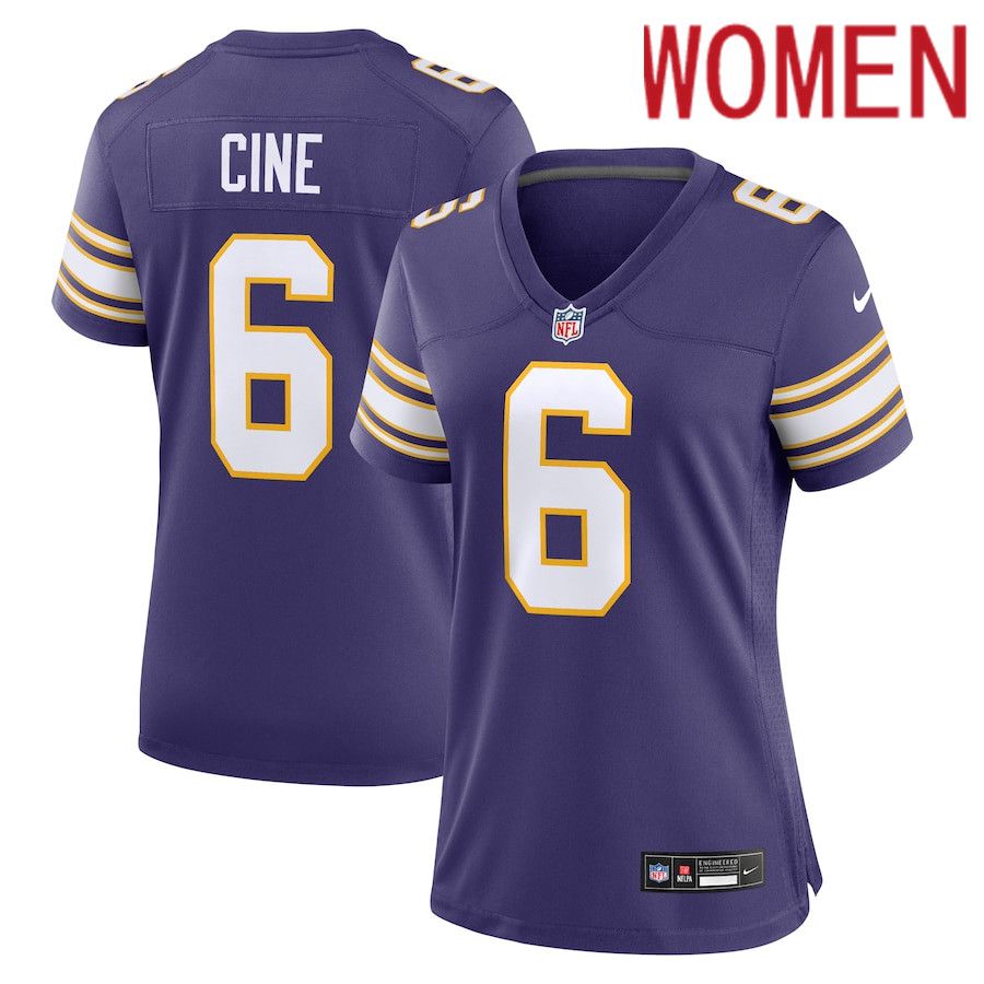 Women Minnesota Vikings #6 Lewis Cine Nike Purple Classic Player Game NFL Jersey->women nfl jersey->Women Jersey